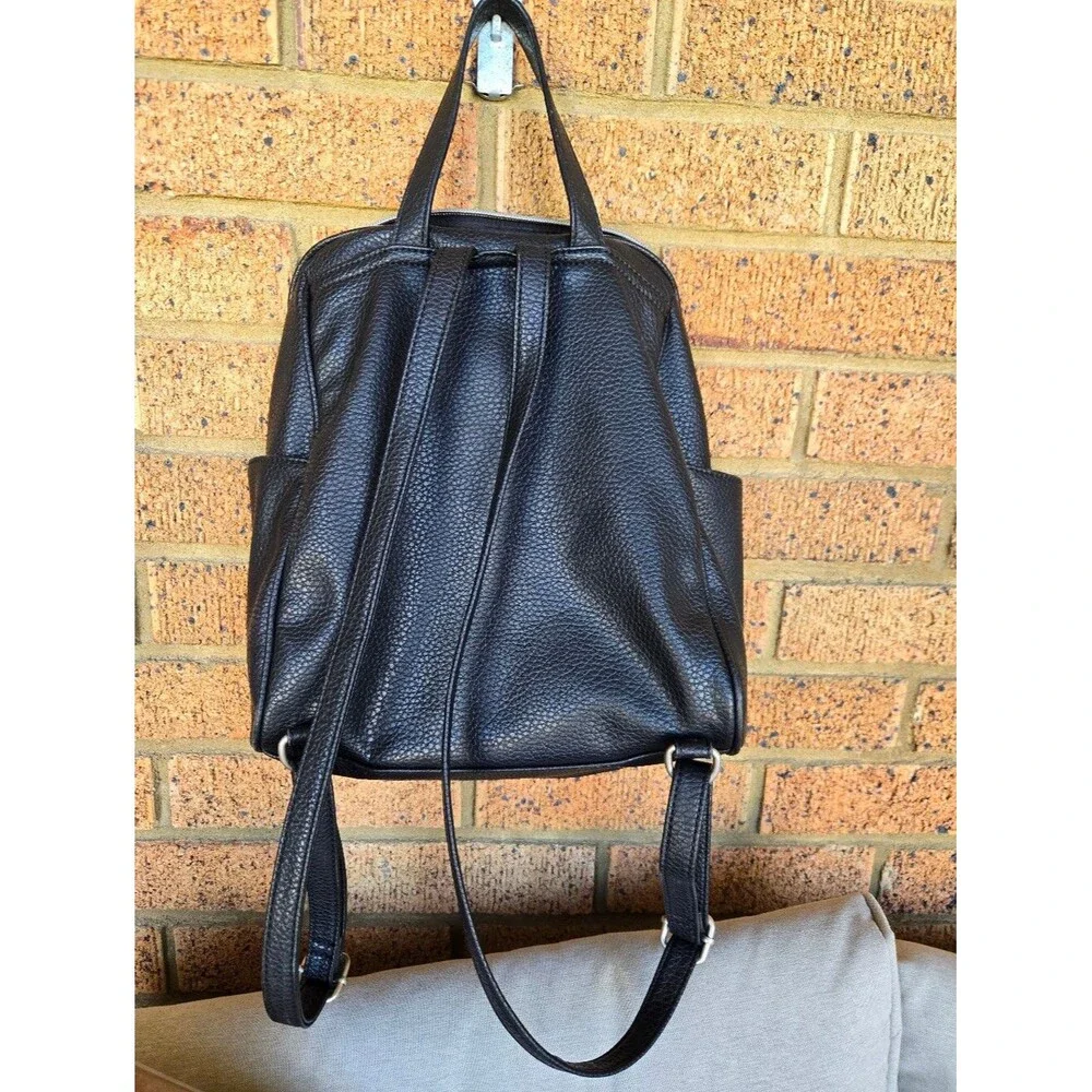 Relic by Fossil Black Pebbled Leather Minimalist Urban Backpack